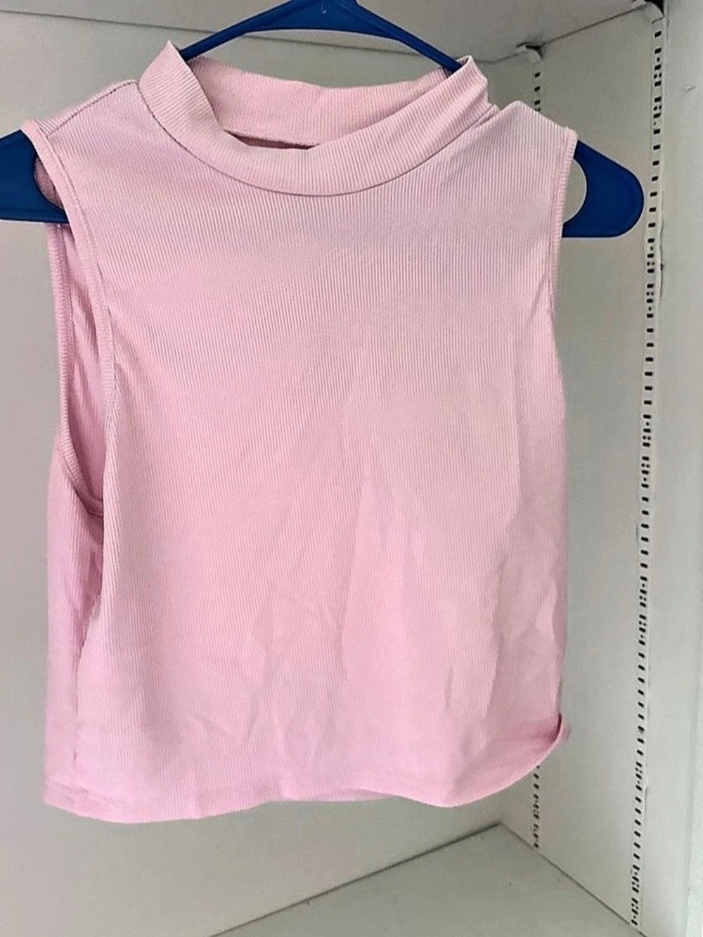 SHEIN Pink Ribbed Mock Neck Tank Top Size XL Like New